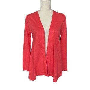 J. Jill Love Linen Coral Pink Open Front Linen Cardigan Women’s Size XS Petite